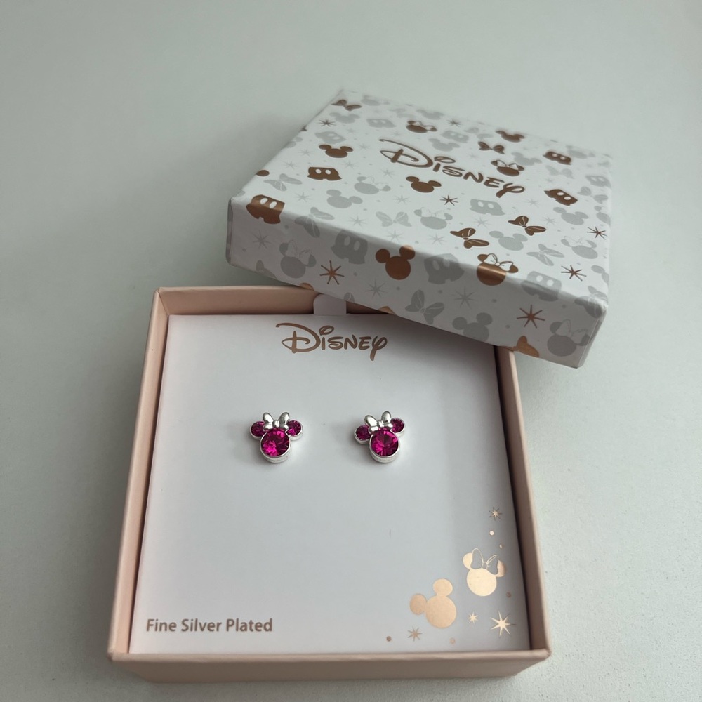 Disney Pink Crystal Mickey Earrings